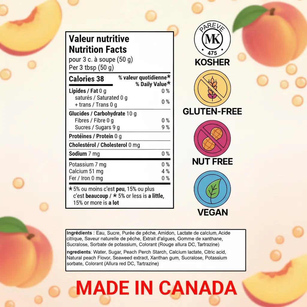 Kosher vegan nut free allergene free peach made in Canada (2).webp